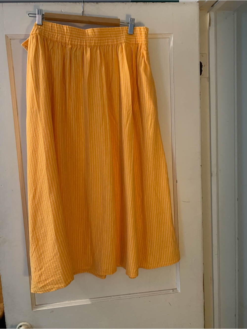 A New Day Yellow Striped Linen  Skirt